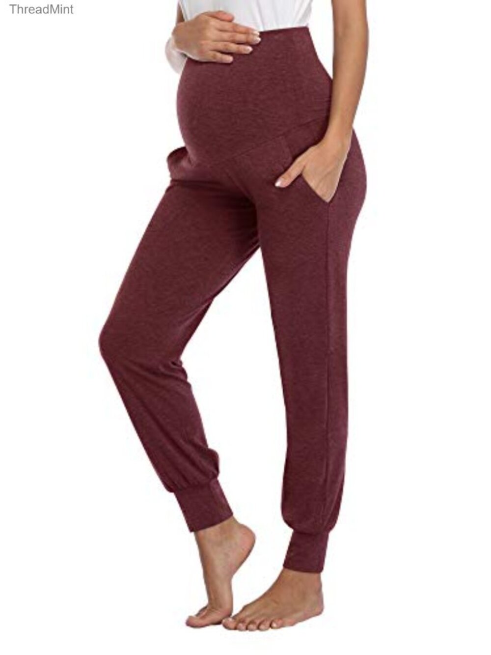 Maternity Joggers with Pockets High Waist Elastic Lounge Pants